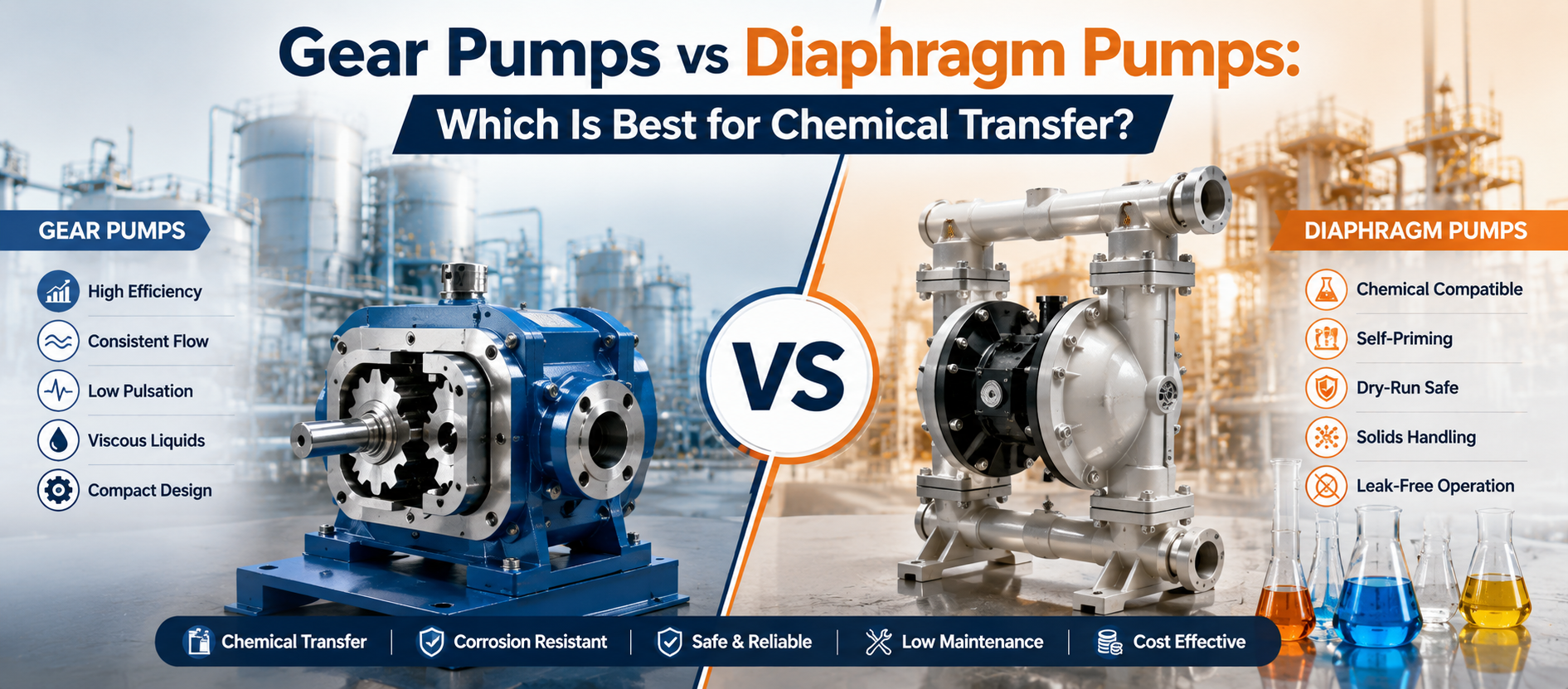 Gear Pumps vs Diaphragm Pumps: Which Is Best for Chemical Transfer?