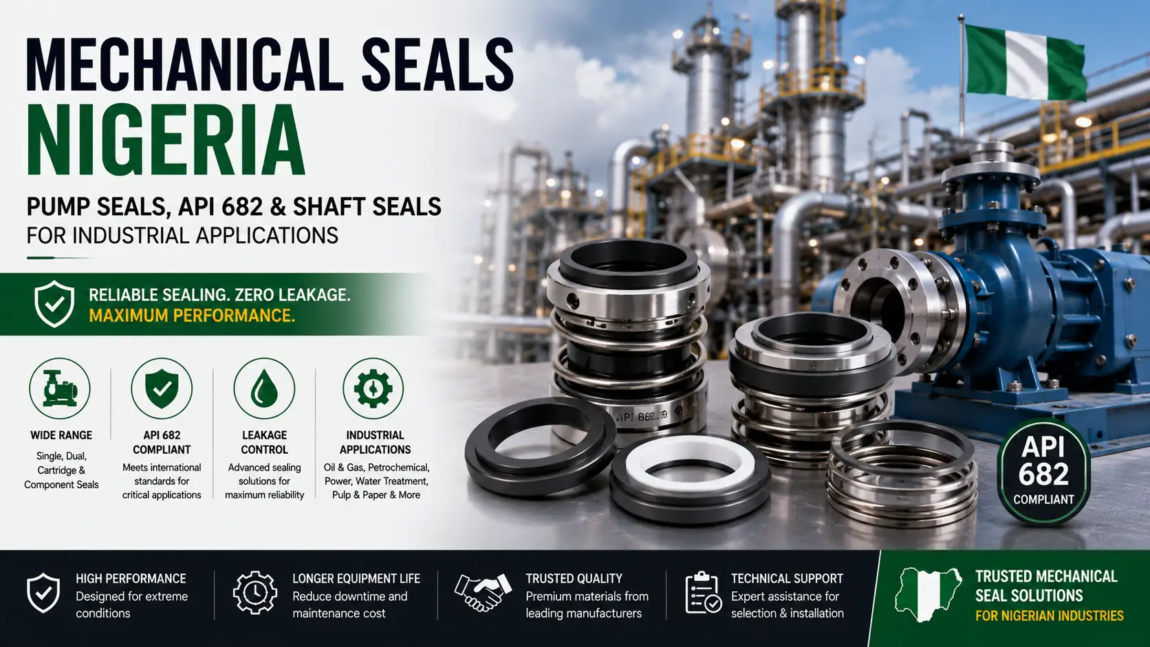Mechanical Seals Nigeria: Pump Seals, API 682 & Shaft Seals for Industrial Applications