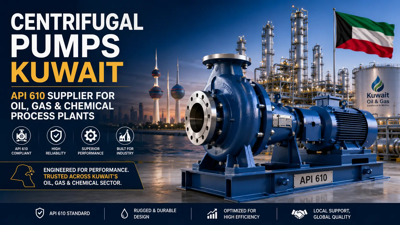 Centrifugal Pumps Kuwait: API 610 Supplier for Oil, Gas & Chemical Process Plants