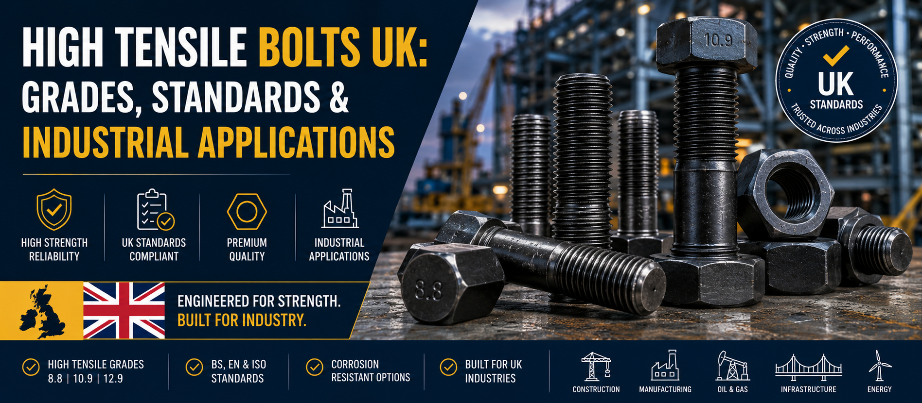 High Tensile Bolts UK: Grades, Standards & Industrial Applications