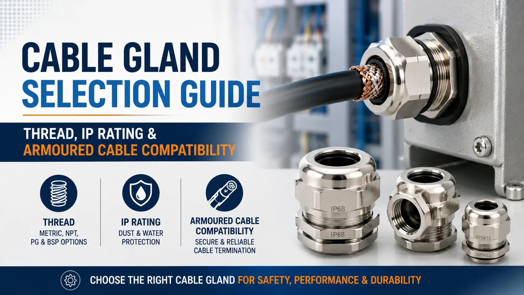 Cable Gland Selection Guide: Thread, IP Rating & Armoured Cable Compatibility