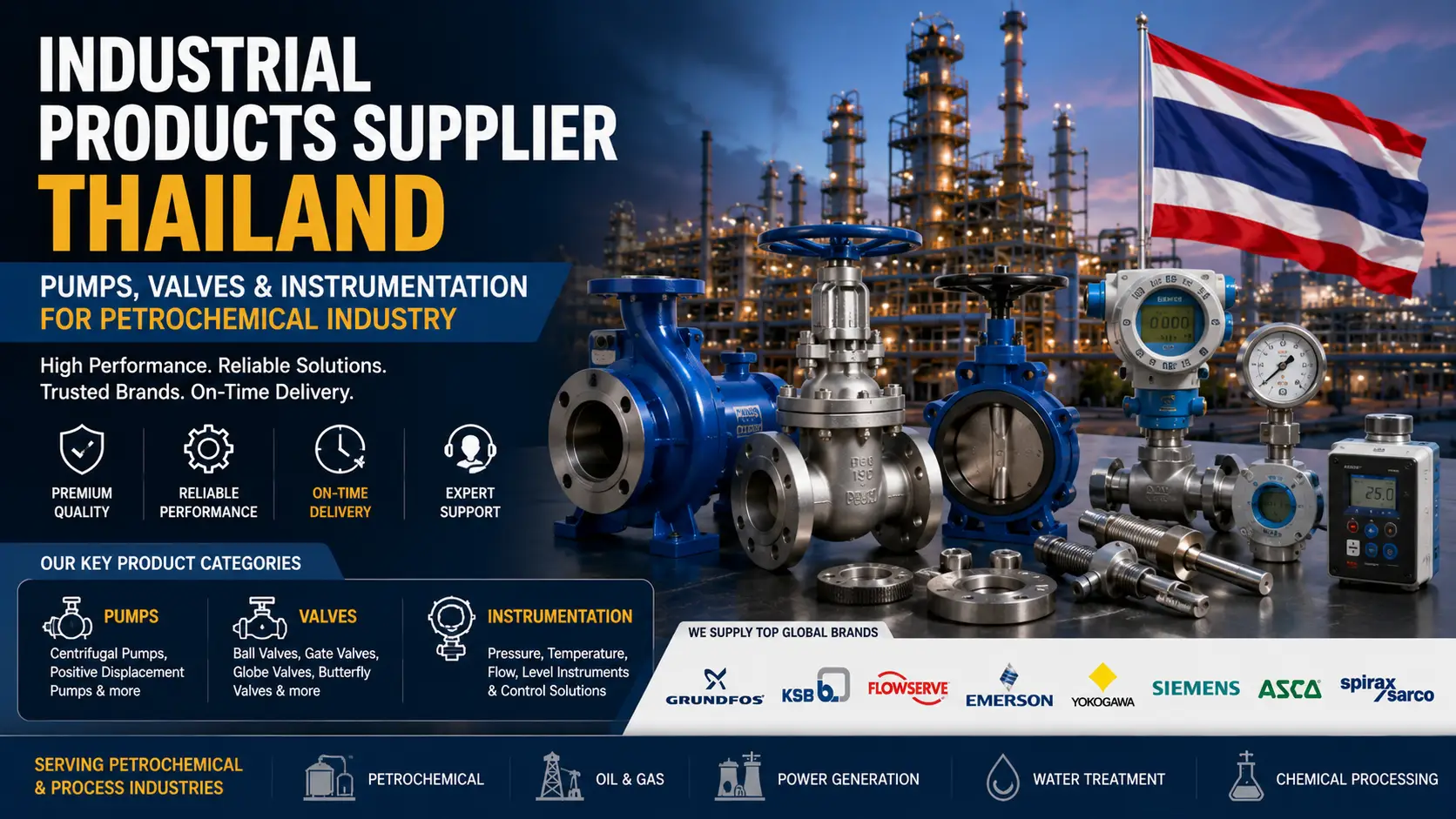 Industrial Products Supplier Thailand: Pumps, Valves & Instrumentation for Petrochemical