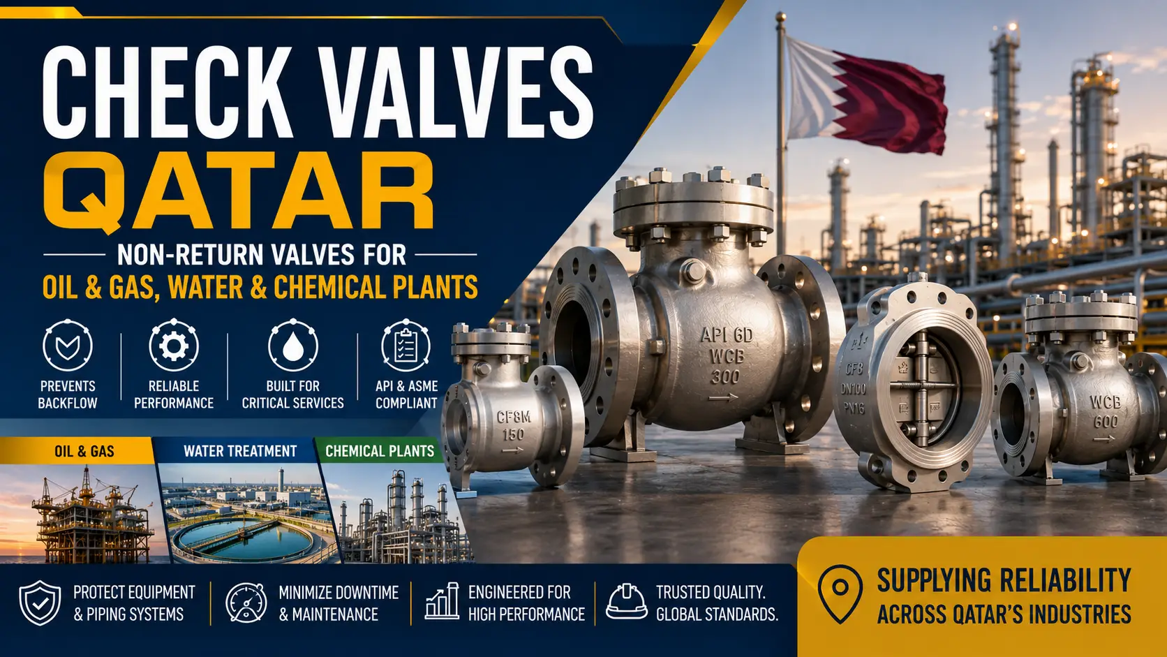 Check Valves Qatar: Non-Return Valves for Oil & Gas, Water & Chemical Plants