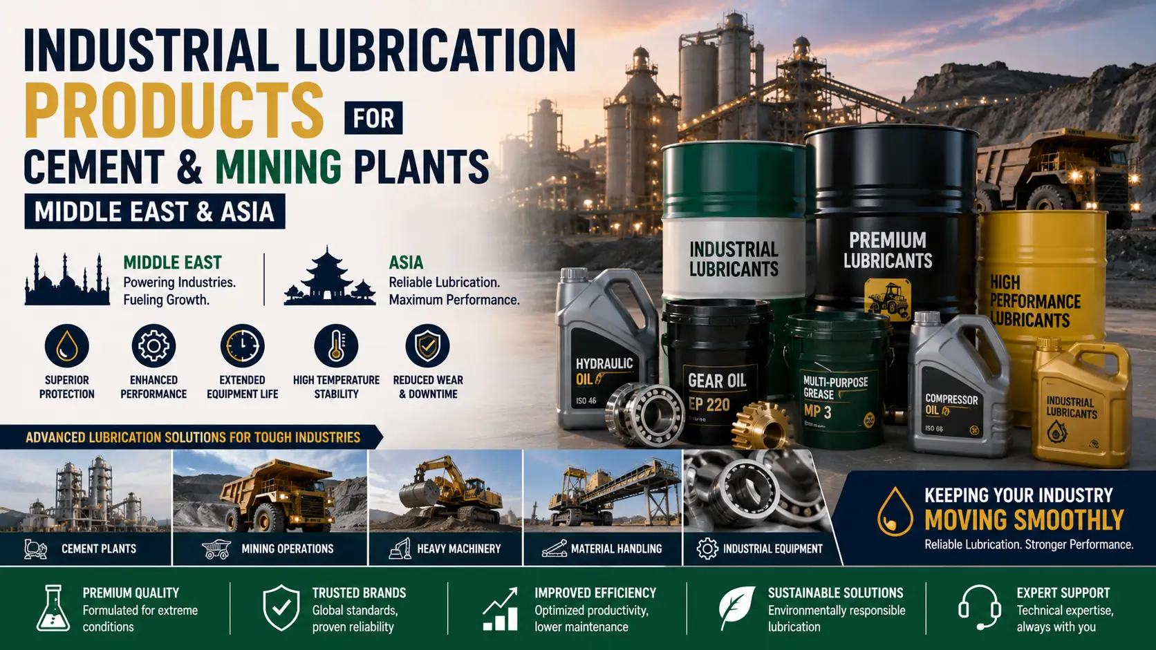 Industrial Lubrication Products for Cement & Mining Plants: Middle East & Asia