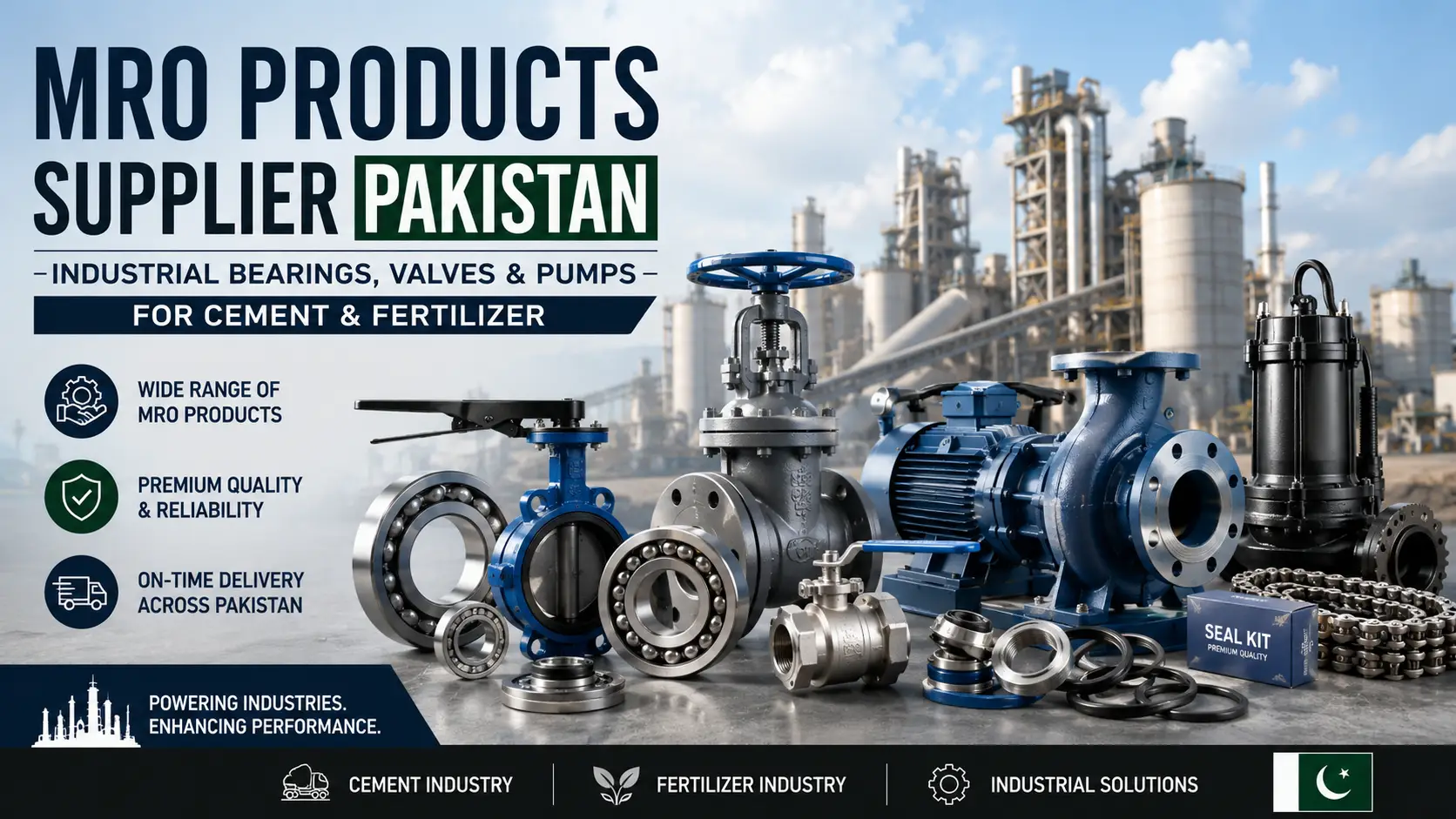 MRO Products Supplier Pakistan: Industrial Bearings, Valves & Pumps for Cement & Fertilizer