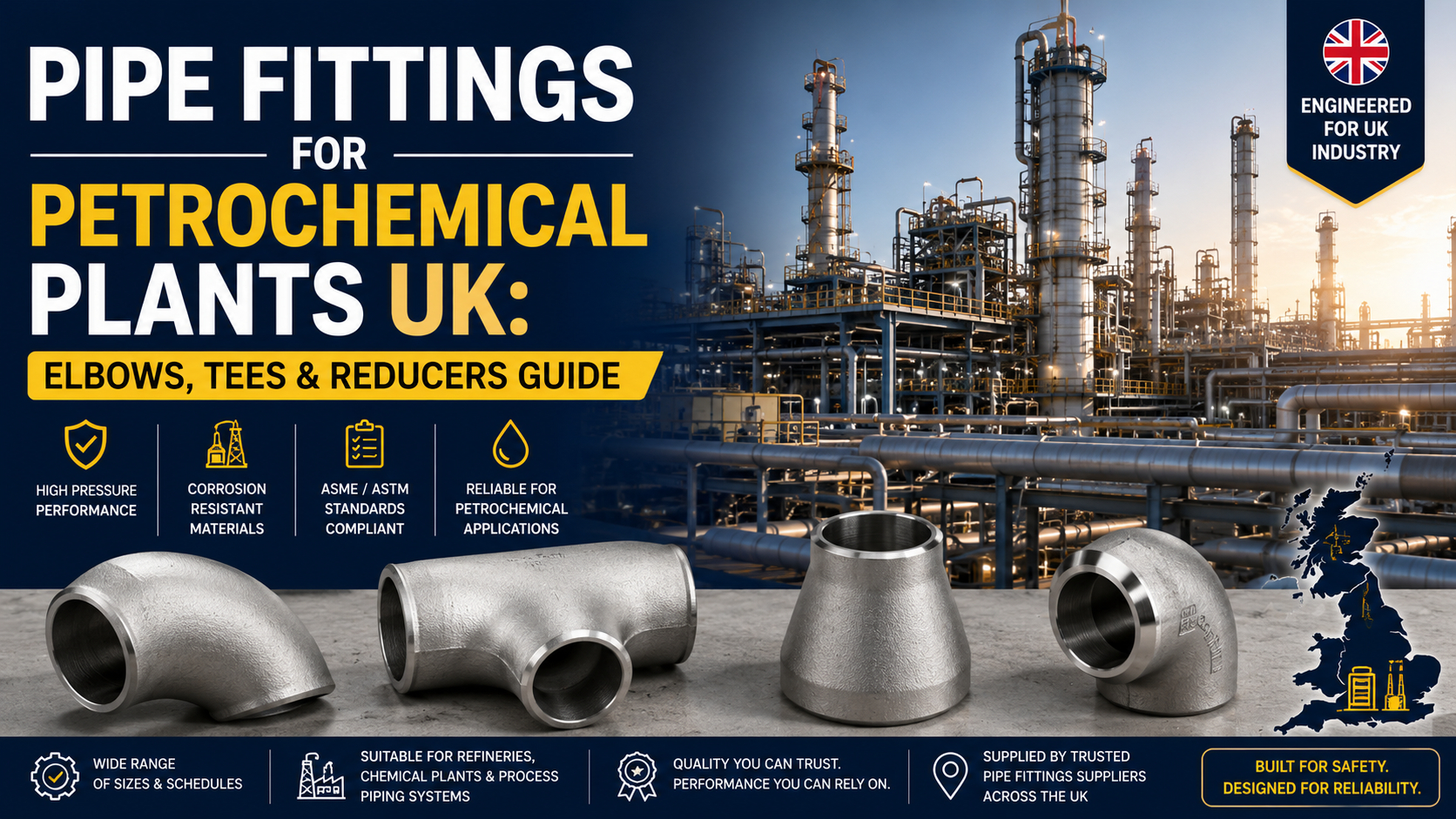 Pipe Fittings for Petrochemical Plants UK: Elbows, Tees & Reducers Guide