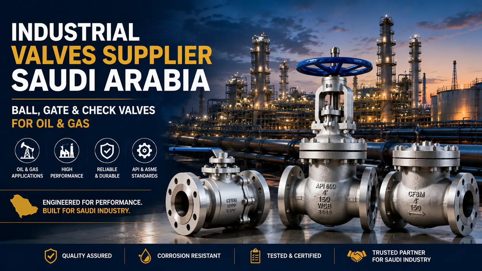 Industrial Valves Supplier Saudi Arabia: Ball, Gate & Check Valves for Oil & Gas