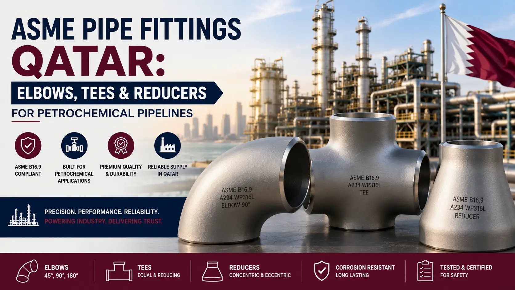 ASME Pipe Fittings Qatar: Elbows, Tees & Reducers for Petrochemical Pipelines