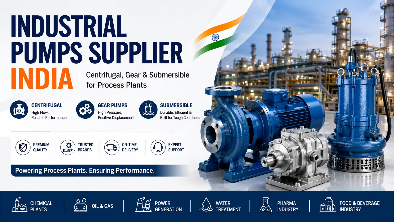Industrial Pumps Supplier India: Centrifugal, Gear & Submersible for Process Plants