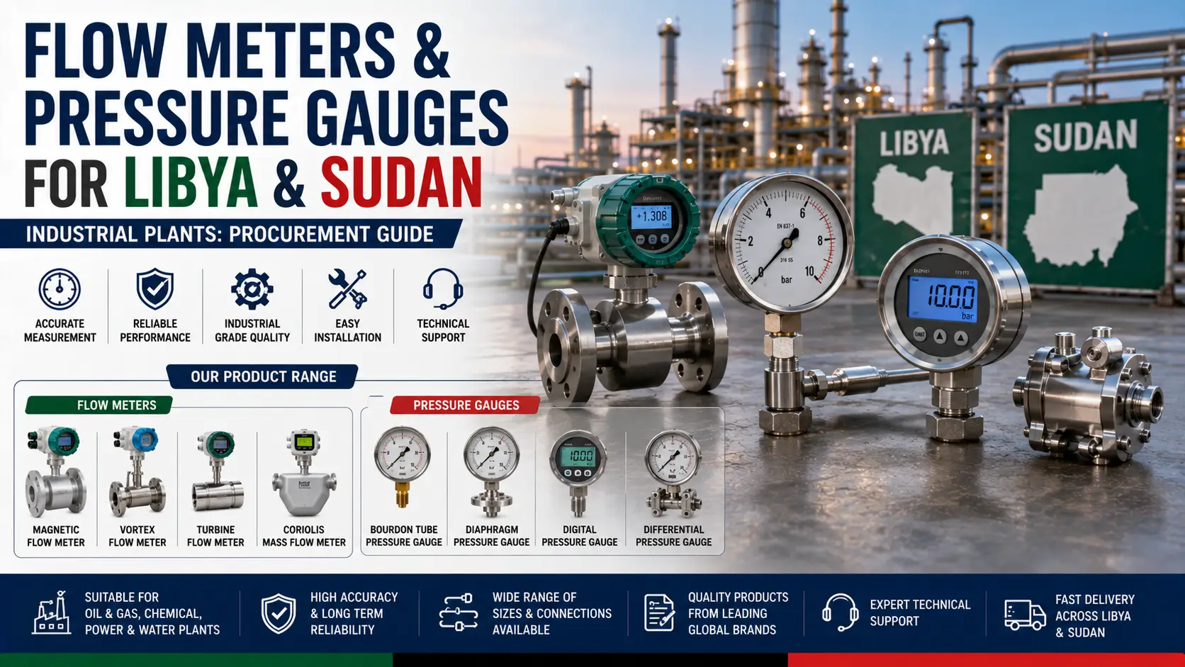 Flow Meters & Pressure Gauges for Libya & Sudan Industrial Plants: Procurement Guide