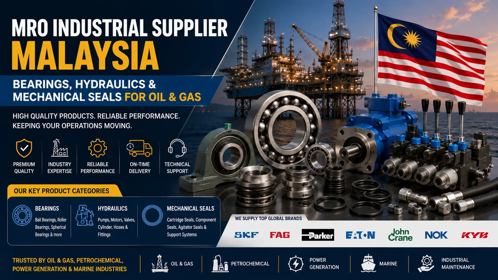 MRO Industrial Supplier Malaysia: Bearings, Hydraulics & Mechanical Seals for Oil & Gas