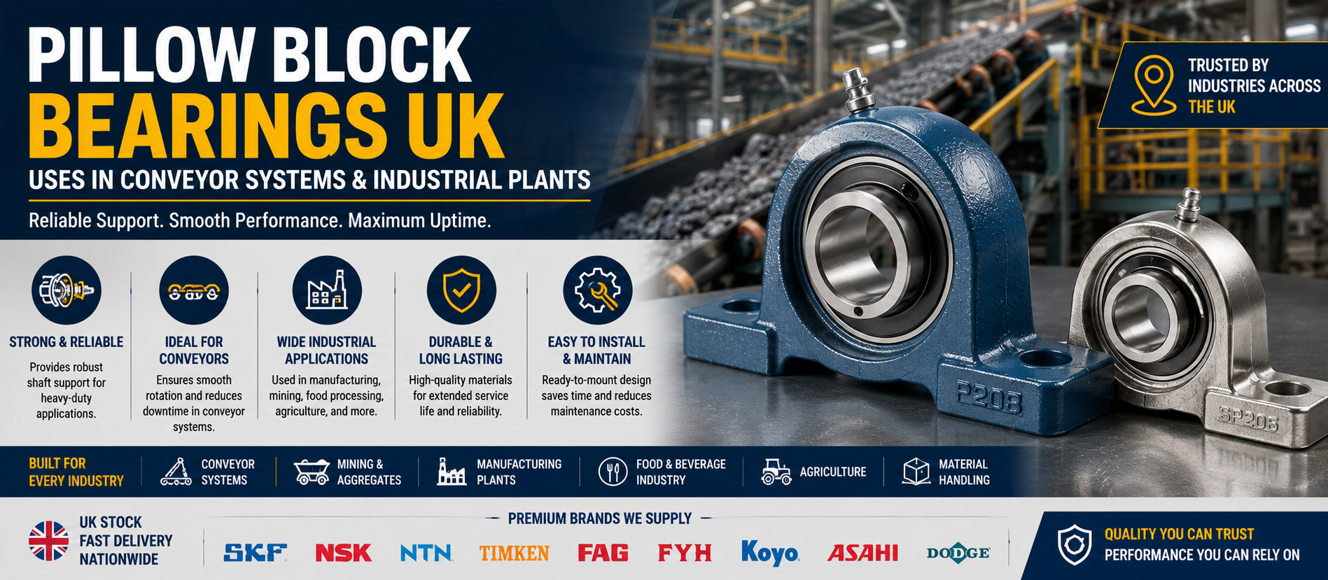 Pillow Block Bearings UK: Uses in Conveyor Systems & Industrial Plants