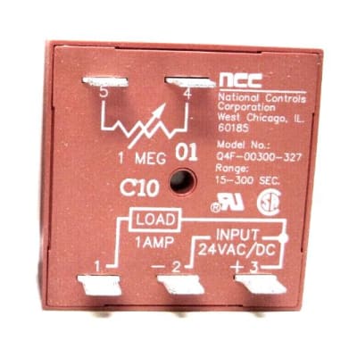 NATIONAL CONTROLS Q4F-00300-327 - , TIME DELAY RELAY, Q4F SERIES, INTERVAL, SOLID STATE, SURFACE MOUNT, 5 BLADE, 15-300 SECOND RANGE, 24 VAC/DC