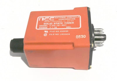 NATIONAL CONTROLS T2K-10-467 - TIME DELAY RELAY, SOLID STATE, 0.1-10 SECONDS, 11 PIN, 24VAC, 50/60HZ