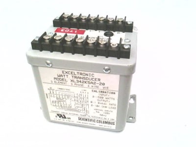SCIENTIFIC COLUMBUS XL342K5A2-20 - , WATT TRANSDUCER, 3 ELEMENTS, 3 PHASE, 4 WIRE, WYE, 5 AMP, 120 VAC, 60 HZ