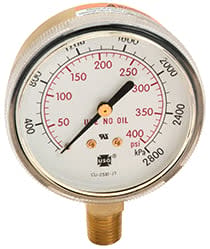US GAUGE 164257A - PRESSURE GAUGE, 600 COMPRESSED GAS/WELDING, 2" DIA, 0-100 PSI, 1/4" NPT