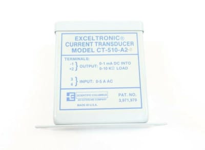 SCIENTIFIC COLUMBUS CT-510-A2-S - EXCELTRONIC CURRENT TRANSDUCER, 0-5 AC, 0-1 MA, SCREW TERMINALS