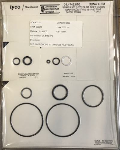 ANDERSON GREENWOOD 04.4749.070 - , FLOW CONTROL, BUNA TRIM KIT, SOFT GOODS, DIAPHRAGM TYPE, 15-1480PSIG