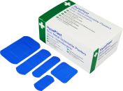 RS PRO Fabric Blue First Aid Bandages Plaster, 100 Per Pack Per Package