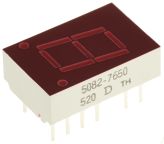 5082-7650 Broadcom 1 7 Segment LED Display Anode Red 1.1mcd Left Side 10.9 mm