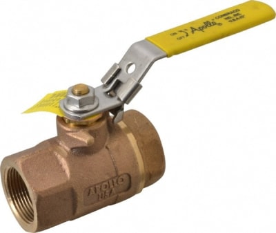 APOLLO VALVES 70-106-27-41 - 1-1/4" PIPE, BRONZE STANDARD BALL VALVE 2 PIECE, INLINE - ONE WAY FLOW, FNPT X FNPT ENDS, LOCKING LEVER HANDLE, 600 WOG, (MOQ=1, PKG QTY=1)