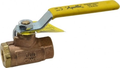 APOLLO VALVES 70-101-01 - 1/4" PIPE, STANDARD PORT, BRONZE STANDARD BALL VALVE 2 PIECE, INLINE - ONE WAY FLOW, FNPT X FNPT ENDS, LEVER HANDLE, 600 WOG, 125 WSP, (MOQ=1, PKG QTY=1)