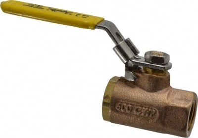 APOLLO VALVES 70-103-2741 - STANDARD MANUAL BALL VALVE: 1/2" PIPE, STANDARD PORT 2 PIECE, INLINE - ONE WAY FLOW, FNPT X FNPT ENDS, LOCKING LEVER HANDLE, 600 WOG (MOQ=1, PKG QTY=1)