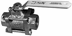 APOLLO VALVES 82-103-01 - 1/2" PIPE, FULL PORT, BRONZE STANDARD BALL VALVE 3 PIECE, INLINE - ONE WAY FLOW, FNPT X FNPT ENDS, LEVER HANDLE, 600 WOG, 150 WSP, (MOQ=1, PKG QTY=1)