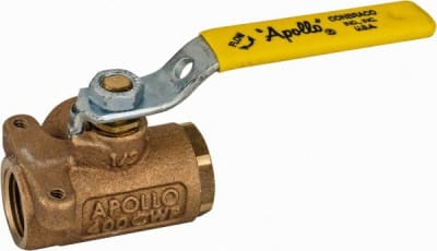 APOLLO VALVES 70-603-01 - 1/2" PIPE, STANDARD PORT, BRONZE STANDARD BALL VALVE THREE WAY, FNPT X FNPT X FNPT ENDS, LEVER HANDLE, 400 WOG, (MOQ=1, PKG QTY=1)
