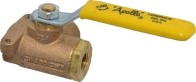 APOLLO VALVES 70-601-01 - BALL VALVE, 400# WOG, 3-WAY VALVE, THREADED ENDS, 1/4 INCH VALVE, L-PORT, BRONZE, LEVER HANDLE, (MOQ=1, PKG QTY=1)