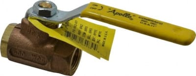 APOLLO VALVES 70-102-01 - 3/8" PIPE, STANDARD PORT, BRONZE STANDARD BALL VALVE 2 PIECE, INLINE - ONE WAY FLOW, FNPT X FNPT ENDS, LEVER HANDLE, 600 WOG, 125 WSP, (MOQ=1, PKG QTY=1)