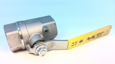 APOLLO VALVES 76-107-01 - 1-1/2" PIPE, STAINLESS STEEL STANDARD BALL VALVE 2 PIECE, INLINE - ONE WAY FLOW, FNPT X FNPT ENDS, LEVER HANDLE, 1,500 WOG, 150 WSP
