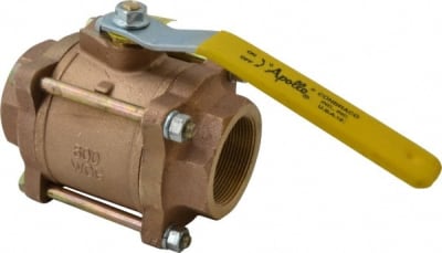 APOLLO VALVES 82-108-01 - BALL VALVE, 2 INCH PIPE, FULL PORT, BRONZE, 3 PIECE DESIGN, INLINE, FNPT, LEVER HANDLE, (MOQ=1, PKG QTY=1)