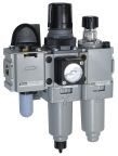 Parker BSPP 1/4 FRL, Manual Drain, 5 μm Filtration Size Integrated Pressure Gauge