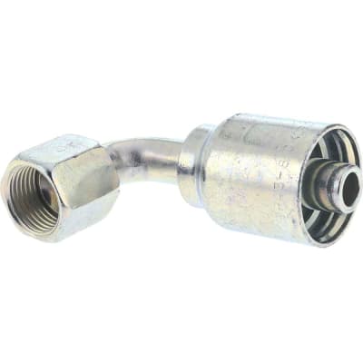 Parker Hannifin 13943-8-8 - HYDRAULIC HOSE FITTING, SHORT DROP FEMALE JIC SWIVEL 90 ELBOW, 0.5" ID, 8 MM, 3/4-16 STEEL, FEMALE JIC, THREADED