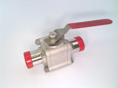 BALL VALVE, 44 SERIES, 2 INCH, LOCKING HANDLE, EXTENDED BUTT WELD, CMTRS, REINFORCED TFE, 316 STAINLESS STEEL