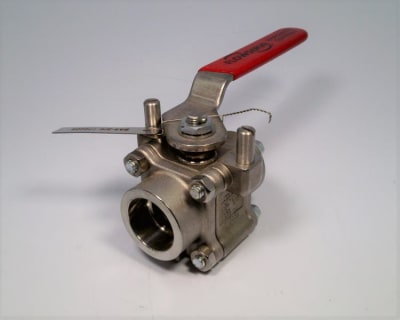BALL VALVE, 44 SERIES, 3/4 INCH, SOCKET WELD ENDS, ANY SCH. PIPE, CMTRS, REINFORCED TFE, CARBON STEEL, 316 STAINLESS STEEL
