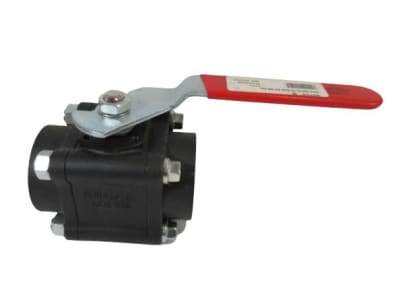 BALL VALVE, 3/4" VALVE SIZE, SERIES 44, LEVER HANDLE, CARBON STEEL, BALL AND STEM 316 SS, POLYFILL SEATS,TFE COATED SS SEALS, SCREWED PIPE ENDS NPT