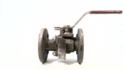 DISCONTINUED BY MANUFACTURER, BALL VALVE, 1 INCH VALVE SIZE, FULL BORE, 125 PSI, FLANGED CONNECTION, GRAFOIL STEM SEAL, DURLON II SEAT, 316 SS / CF8M