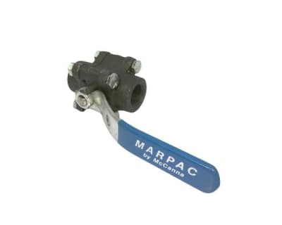 DISCONTINUED BY MANUFACTURER, BALL VALVE, 1/2 INCH, 3 PIECE BOLTED BODY, CARBON STEEL, BODY ; A105, STEM ; S6, BALL ; S6, SEAT ; UHPE, CWP ; 3000 AT 100F