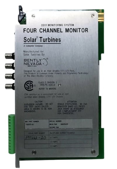 General Electric 2201/03-02 - DISCONTINUED BY MANUFACTURER, FOUR CHANNEL MONITOR, 2 STATUS LED'S, CONTINUOUS VIBRATION MONITORING, MEASURES UP TO 24 C