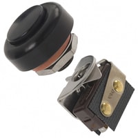 Honeywell 1PB42 - MICROSWITCH, PUSHBUTTON SWITCH, MANUAL, PB SERIES, 1 SPDT CIRCUITS, ROUND COLLAR TYPE, BLACK BUTTON COLOR