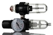 Norgren 1/4 in G Filter Regulator Lubricator, Automatic Drain, 40 μm Filtration Size Integrated Pressure Gauge