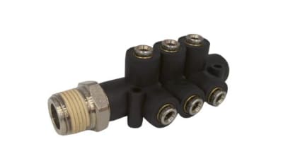Norgren 101D60438 - DISCONTINUED BY MANUFACTURER, PNEUMATIC MANIFOLD FITTING, 18 BAR, 3/8 INCH THREAD, 4 MM OUTER TUBE DIAMETER, COMPRESSED