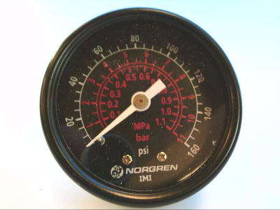Norgren 18-013-209 - DISCONTINUED BY MANUFACTURER, PRESSURE GAUGE, 0-160 PSI, 1/4" NPTF, 2" DIAMETER, (NEW PART NUMBER: 18-015-209)