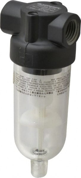 Norgren F07-200-A1TA - 1/4" PORT, 4-1/4" HIGH X 1.63" WIDE MINIATURE FILTER WITH POLYCARBONATE BOWL, AUTOMATIC DRAIN