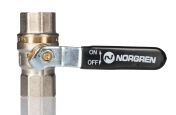 Norgren Nickel Plated Brass Threaded 2-Way, ISO 7.1 40 bar, Ball Valve