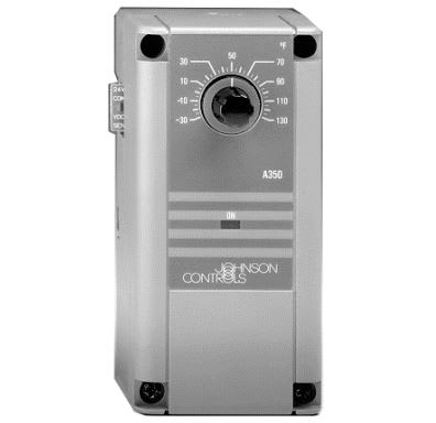 DISCONTINUED BY MANUFACTURER, TEMPERATURE CONTROL / ELECTRONIC, SYSTEM 350, A350, SENSOR RANGE / 60-105 F, SINGLE POLE, DOUBLE THROW, LED STATUS INDICATOR