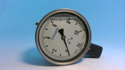 Swagelok PGI-100B-AG10-LAR1 - INDUSTRIAL PRESSURE GAUGE, ADJ POINTER, 100 MM, 0 TO 10 BAR, LOWER MOUNT