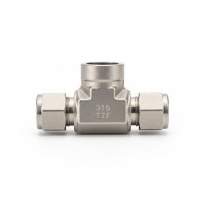 Swagelok SS-810-3-8TTF - TUBE FITTING, FEMALE BRANCH TEE, 1/2" TUBE OD X 1/2" TUBE OD X 1/2" FEMALE NPT, STAINLESS STEEL